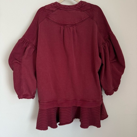 Free People Burgundy Long Sleeve Henley Sweatshirt Dress - Picture 6 of 6